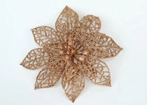 Декор новорічний ажурний квітка пуансеттия пудра