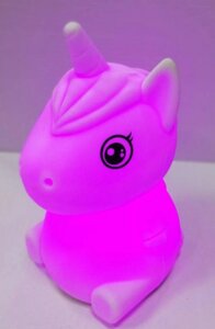 Силіконовий нічник дитячий єдиноріг 7 LED квітів USB нічник-світильник