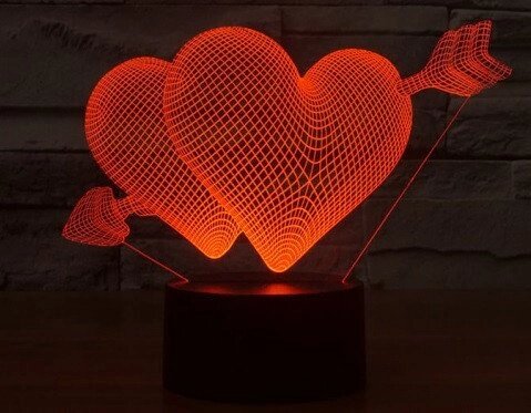 Светильник-ночник 1108 Два сердца романтический настольный светильник - Україна
