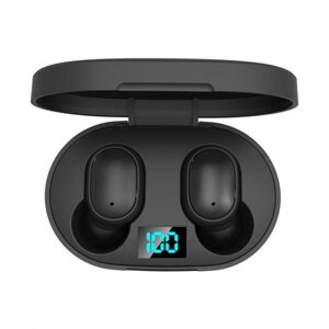 Бездротові Bluetooth навушники вакуумні E6S Black з LED дисплеєм