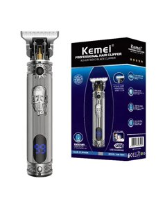 Професійний акумуляторний тример для бороди та вусів Kemei KM-700H зі змінними насадками та дисплеєм