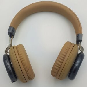 Коричневі бездротові навушники з мікрофоном Bluetooth гарнітура з MP3 FOKS SY-BT1616