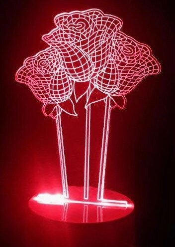 Романтичний нічник 3d світильник Букет троянд скло - характеристики