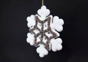 Новорічна підвісна Сніжинка з декором 30 см