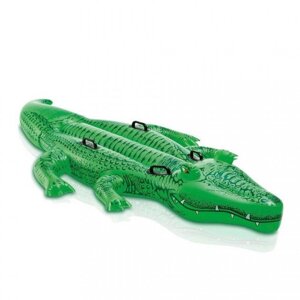 Дитячий надувний пліт Зелений Крокодил з ручками Intex 58562 203х114см