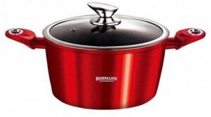 Красная кастрюля с крышкой Bohmann BH 2620 NS 2.5 кухонная