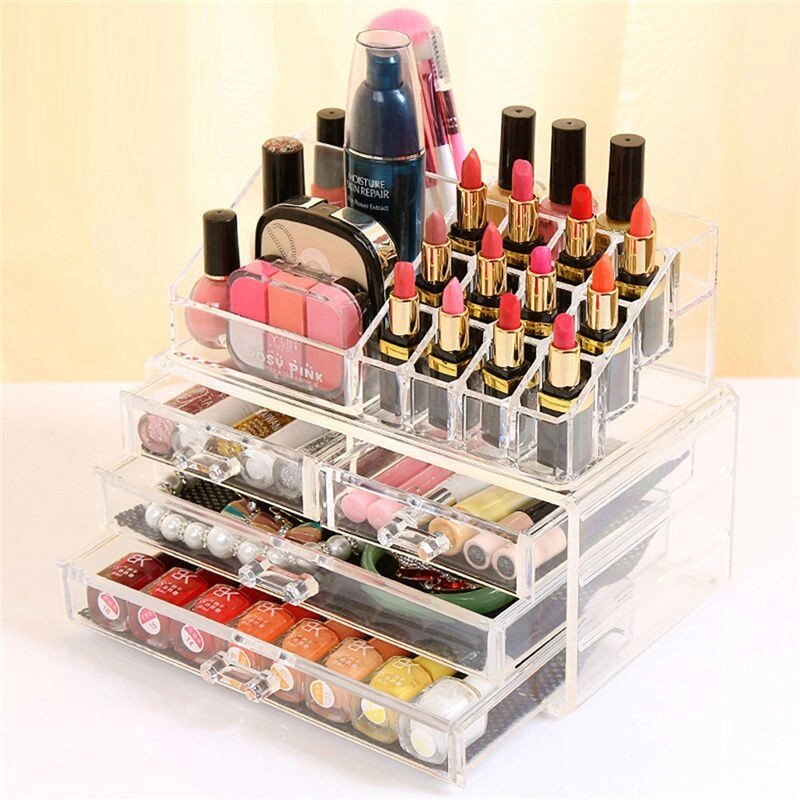 Організатор для косметики Makeup Container Storage Box 4 Drawer акриловий бокс прозорий - вартість