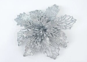 Декор новорічний квітка срібний рождественник