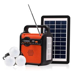 Ліхтар-Power Bank EP-371B радіо/блютуз із сонячною панеллю потужність 9V 3W+лампочки 3шт