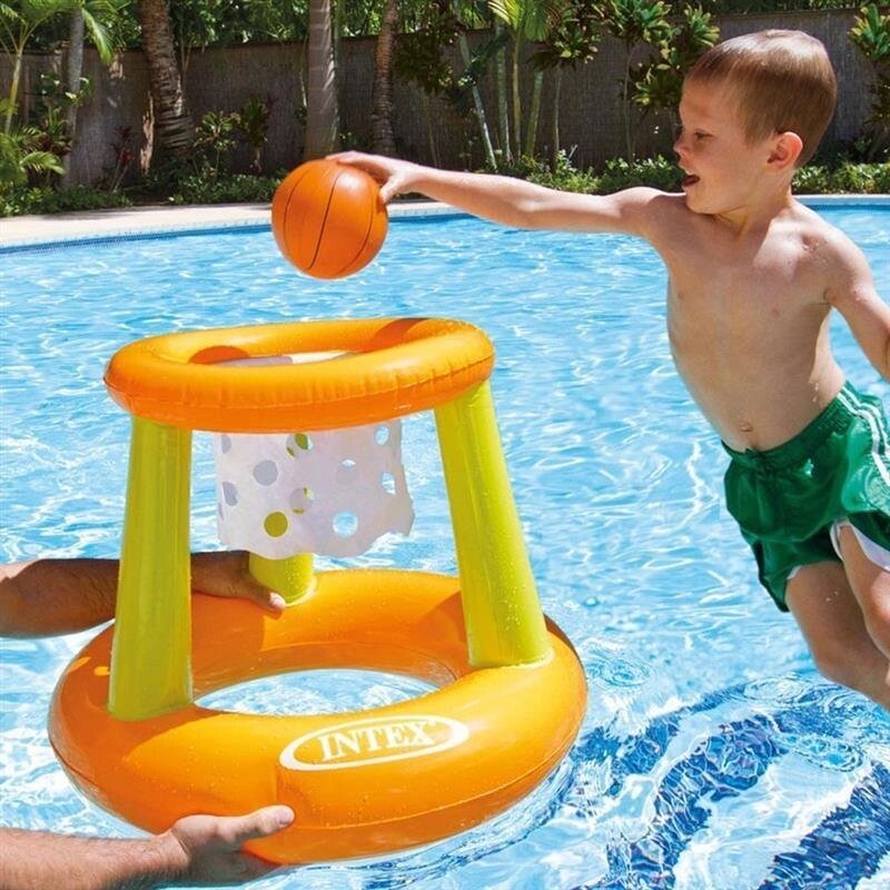 Надувное баскетбольное кольцо Intex 58504 детский комплект для игры на воде мяч и корзина - розпродаж