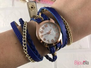 Стильні жіночі годинники з перламутром на кнопці Синій