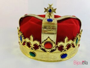 Корона Царя червона з золотом оксамитова для виступу ранку маскарадною вечірки