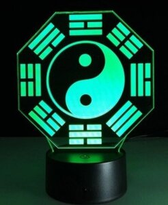 3D лампа-нічник Інь-Янь 1102 лампа для декору оригінальний світильник