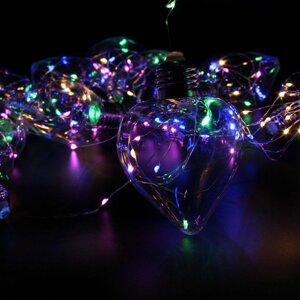 Світлодіодна LED 150 гірлянда у вигляді лампочки сердечка мультикольорова
