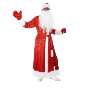 Карнавальний костюм Діда мороза з сніжинками червоний новорічний Санта Клаус