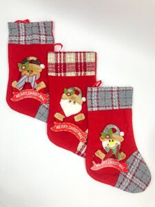 Різдвяний носок для подарунків новорічний носок червоний 12 штук упаковка