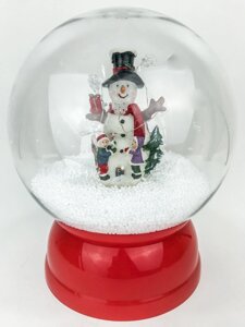Новорічний великий Куля музичний зі снігом Сніговик з подарунками