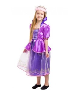 Казкова Принцеса Рапунцель, новорічний костюм для дівчинки фіолетовий з короною