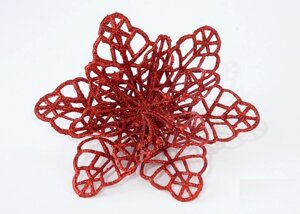 Декор новорічний квітка лілія ажурна червоного кольору