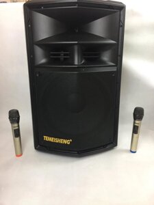 Потужна акустика на акумуляторі Temeisheng TMS-1501 500W колонка портативна 2 мікрофони