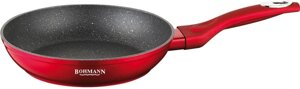 Класична сковорода 22 см мармурова Bohmann BH-1005-22 3-х шарове дно червона