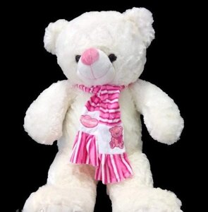 М'який Ведмедик 58 см у милому рожевому шарфі плюшева іграшка ведмідь