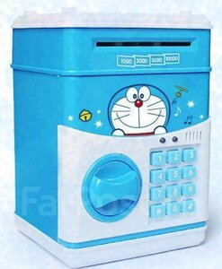 Іграшка-сейф з кодовим замком блакитна з котиком