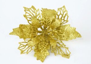 Декор новорічний квітка рождественник колір золото