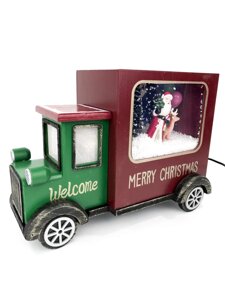Новорічний дерев'яний Вантажівка з Дідом Морозом декор до Нового Року