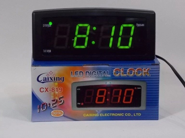 Годинники електронні настільні СХ 819 - 2 зелене підсвічування з будильником і термометром - інтернет магазин