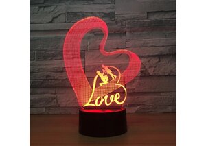 Сенсорний 3D світильник Love тривимірне зображення настільний нічник