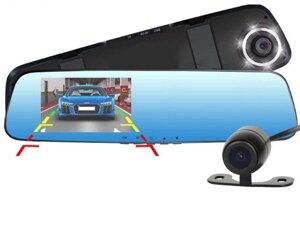 Відеореєстратор-дзеркало автомобільний DVR Full HD 1433 4,3 "на 2 камери
