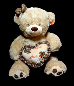 Плюшевий Ведмідь 55 см з серцем прекрасний подарунок коханій дівчині іграшка м'яка