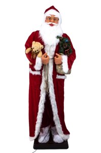 Музичний Дід Мороз з мішком і іграшкою 180 см
