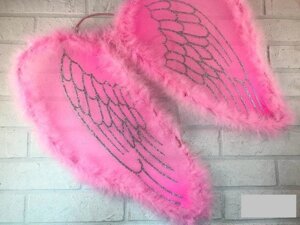 На гумці маленькі крила феечки для дівчинки на ранок 40 * 37 з пушком рожевий колір