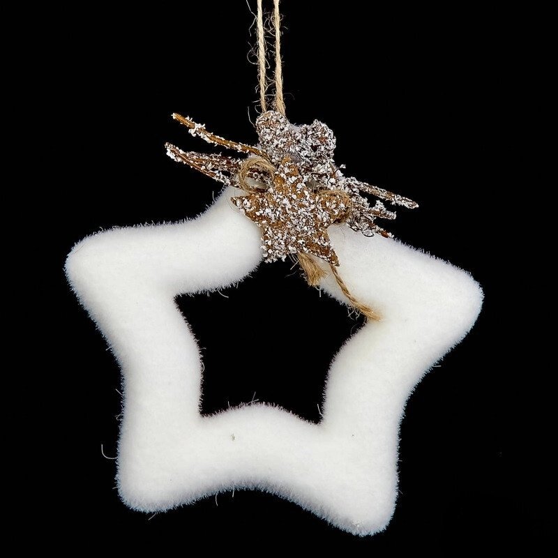 Підвісна біла зірка на ялинку з декором від компанії Інтернет магазин "Megamaks" - фото 1