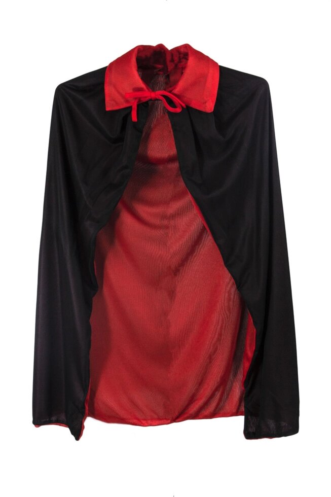 Плащ чорний на Хелловін всередині червоний на зав'язках 65 см від компанії Інтернет магазин "Megamaks" - фото 1