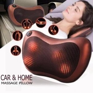 Подушка роликовий масажна автомобільна Massage pillow QY-8028 від болю інфакрасний підігрів від прикурювача