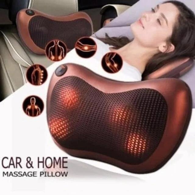 Подушка роликовий масажна автомобільна Massage pillow QY-8028 від болю інфакрасний підігрів від прикурювача від компанії Інтернет магазин "Megamaks" - фото 1