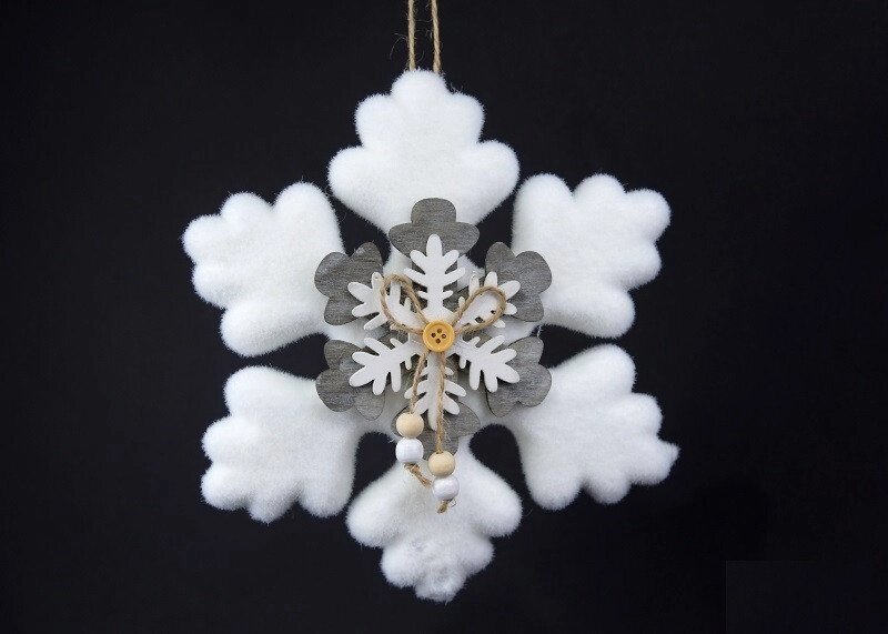 Прикраса біла сніжинка з декором від компанії Інтернет магазин "Megamaks" - фото 1