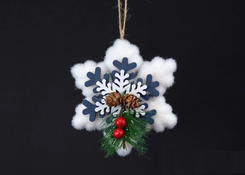 Прикраса сніжинка з декором підвісна маленька від компанії Інтернет магазин "Megamaks" - фото 1
