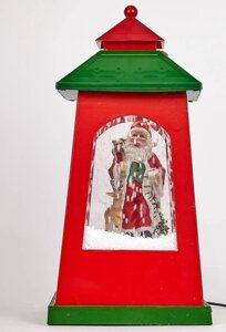 Різдвяний музичний ліхтар з літаючим снігом, червоно-зелений