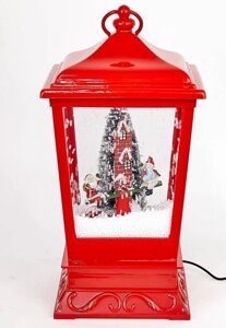 Різдвяний музичний ліхтар з літаючим снігом, червоний