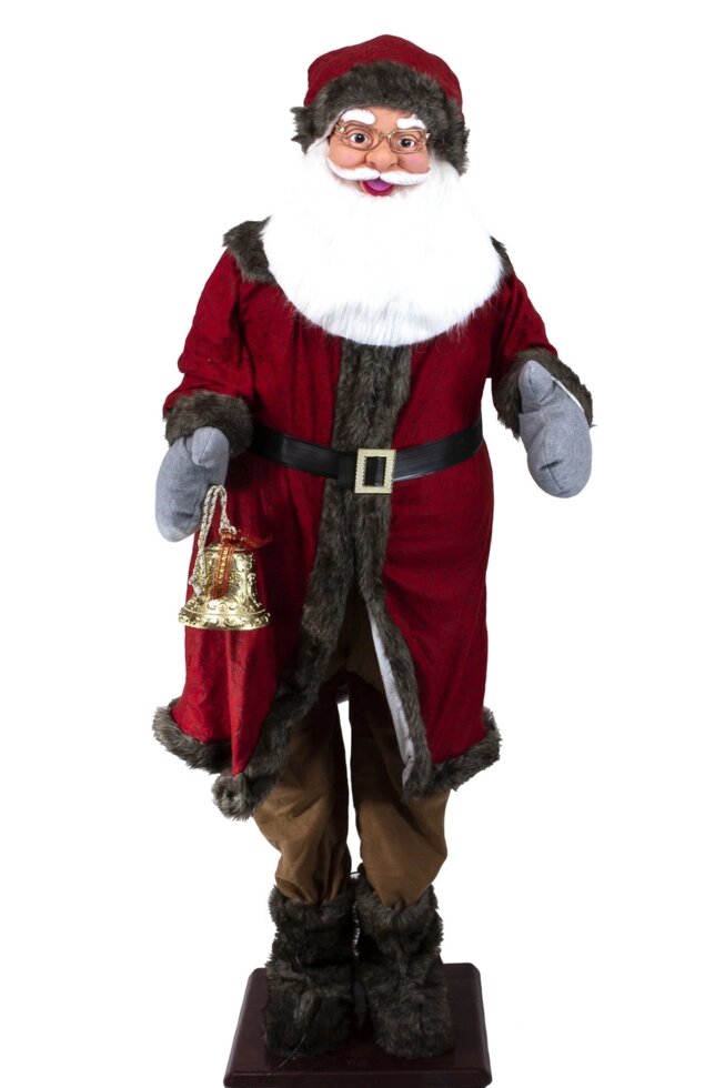 Санта Клаус в рукавицях і з дзвоном музичний Дід Мороз 190см від компанії Інтернет магазин "Megamaks" - фото 1