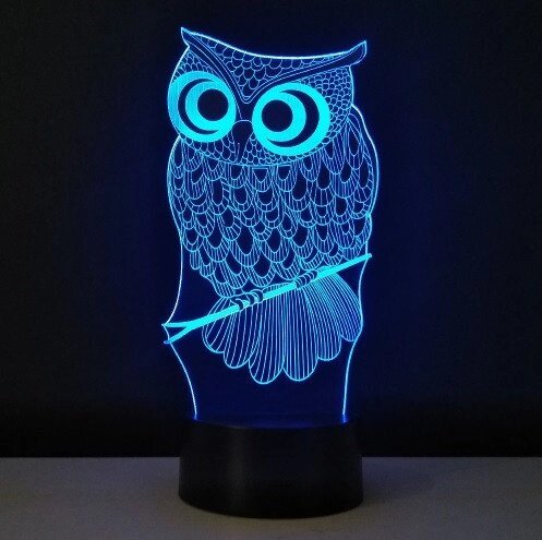 Сенсорний 3D нічник Сова 7 кольорів настільний світильник від компанії Інтернет магазин "Megamaks" - фото 1