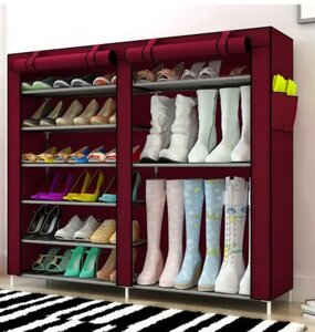Шафа для взуття Shoe Cabinet тканинна 6 полиць, дві секції, коричнева BR00047