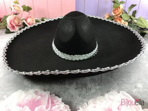 Капелюх сомбреро з великими полями чорний колір для маскарадною вечірки 60 см діаметр