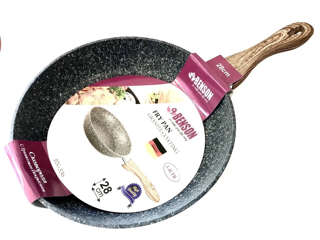 Сковорідка Benson 28 см з гранітним покриттям BN-536 від компанії Інтернет магазин "Megamaks" - фото 1