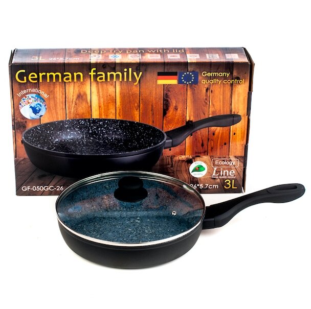 Сковорода German Family GF-050GC-26 на 3 л з гранітним покриттям і кришкою від компанії Інтернет магазин "Megamaks" - фото 1