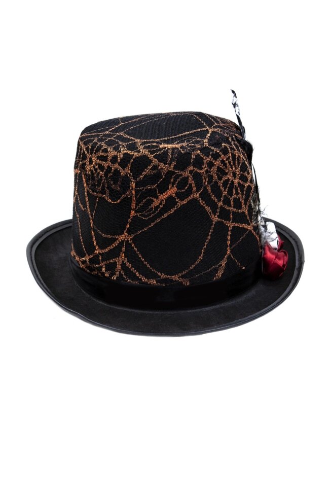 Стильна капелюх з павутиною помаранчева на Хеллоуїн, карнавал, маскарад від компанії Інтернет магазин "Megamaks" - фото 1